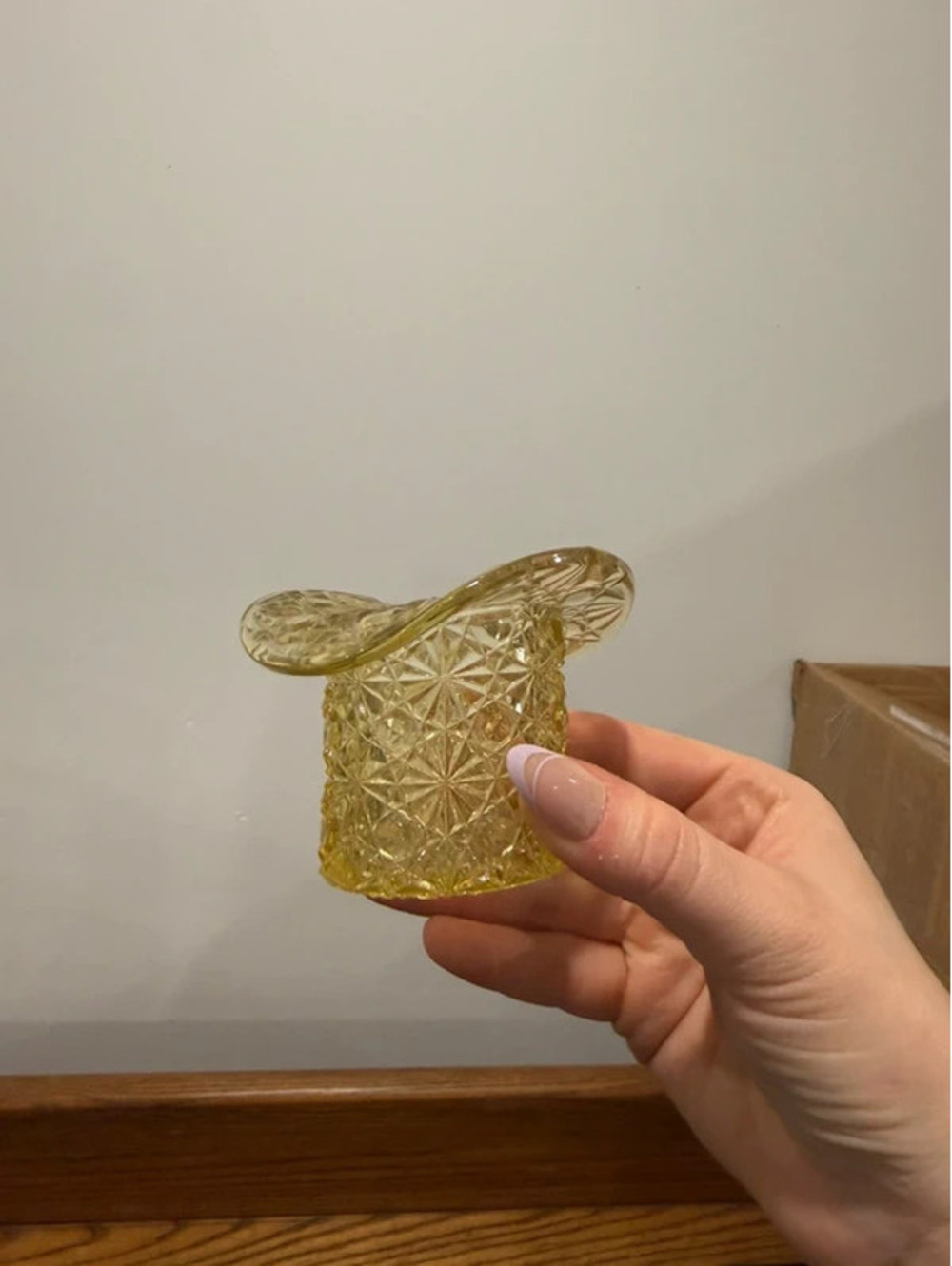 Vintage Fenton Amber Glass Top Hat Toothpick Holder